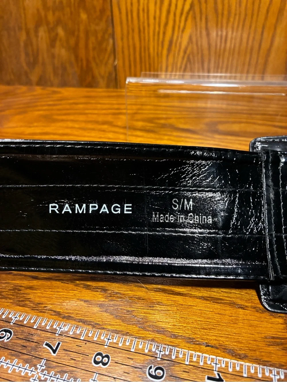 Y2K Rampage Black Patent Faux Leather Wide Waist Belt Size Small / Medium